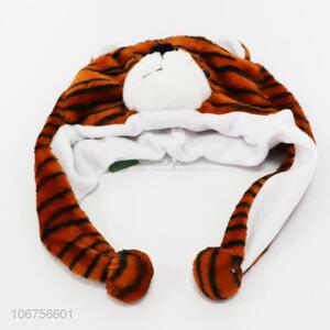 Factory Wholesale Winter Warm Hat Tiger Design Plush Animal Head Hat