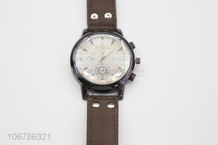 Delicate Design PU Leather Watchband Wrist Watches For Man
