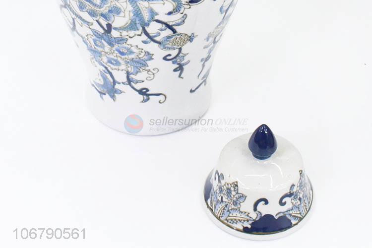 Popular Decoration Crafts Blue And White Porcelain Storage Jar