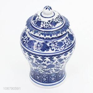 New Arrival Blue And White Porcelain Storage Jar With Lid