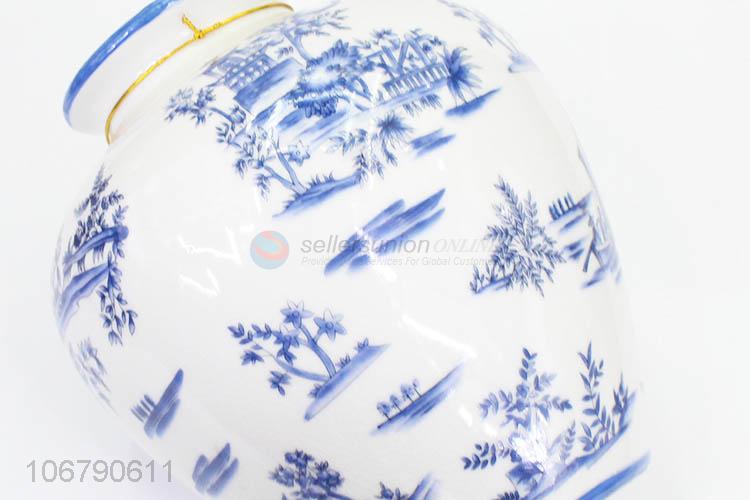 Custom Chinese Style Ceramic Jar Blue And White Porcelain Crafts