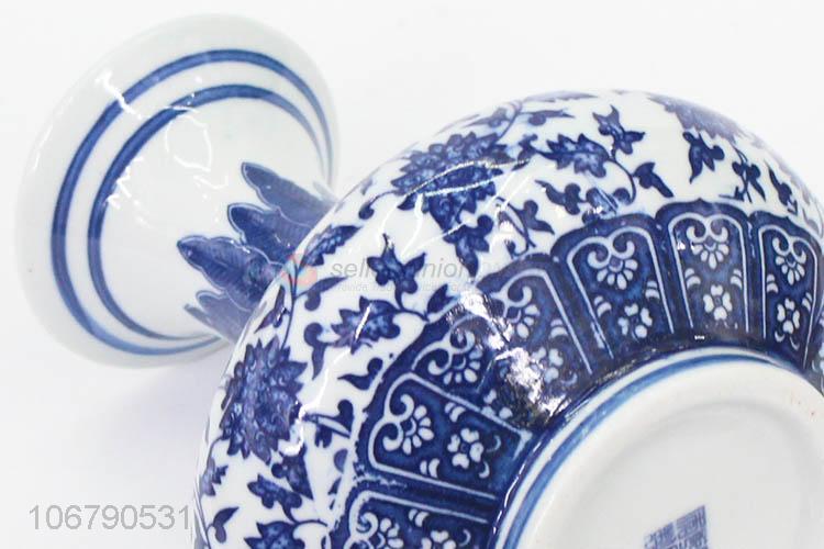 Best Sale Blue And White Porcelain Vase Decorative Paunch Vase