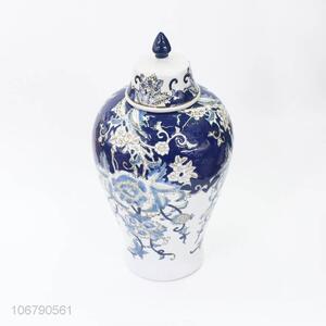 Popular Decoration Crafts Blue And White Porcelain Storage Jar