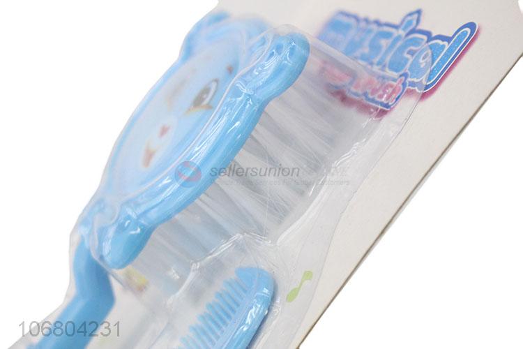 High quality cartoon baby hair comb hair brush with rattle