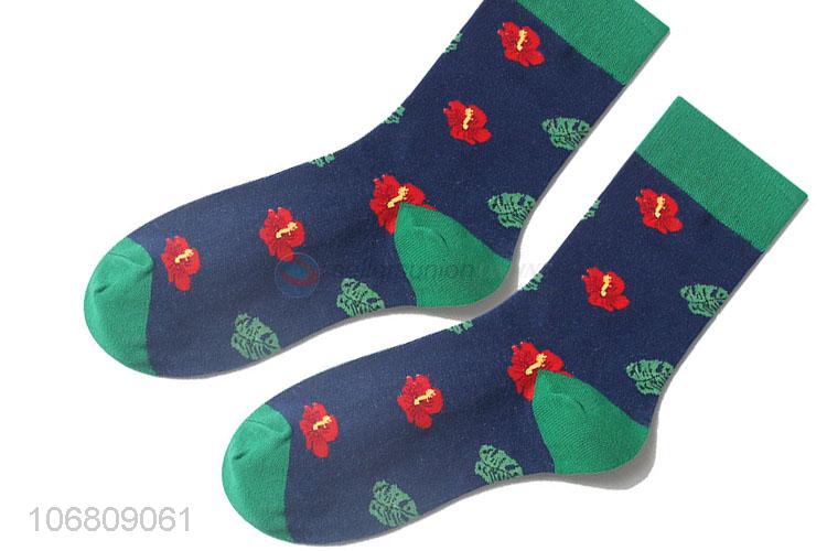 Top supplier trendy jacquard mid-calf length sock for men