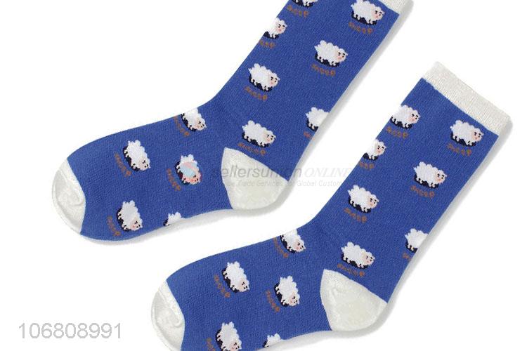 Factory wholesale ladies socks jacquard mid-calf length sock