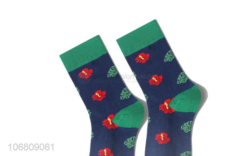 Top supplier trendy jacquard mid-calf length sock for men