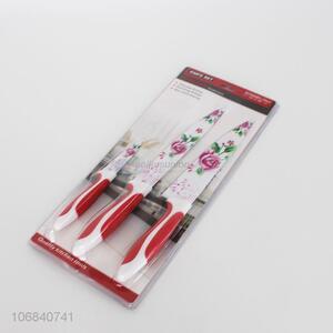 Good Quality Flower Pattern 3 Pieces Fruit Knife