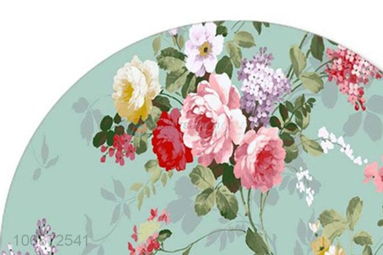 Personalized Round Printed Flowers Pattern Non-Slip Comfortable Mouse Pad