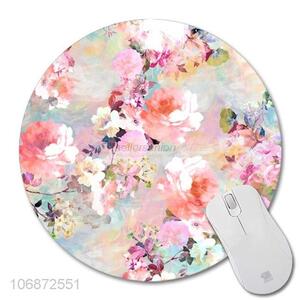 Contracted Design Flowers Pattern Computer Custom Round Gamer Mouse Pad