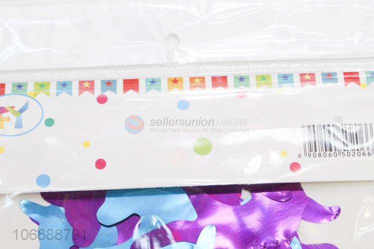 Competitive price birthday party decoration unicorn foil banner flags