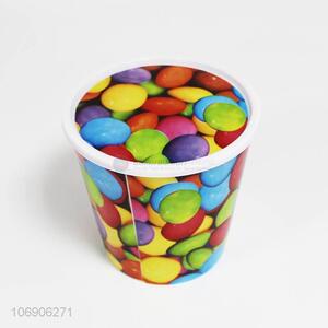 New style colorful chocolate beans printed popcorn bucket