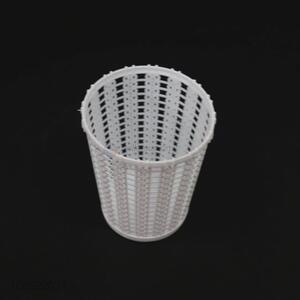 Low price pure white pierced plastic trash can for office