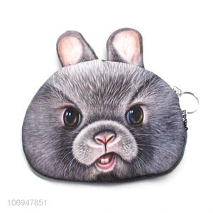 China supplier 3D rabbit printed coin purse coin bag