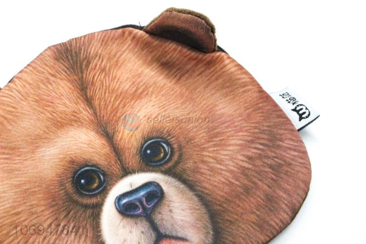 Suitable price 3D brown bear printed coin bag change bag