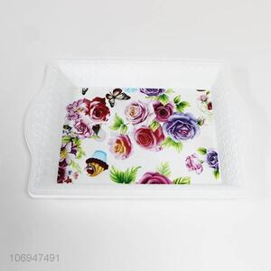 Unique design flowers pattern square plastic serving trays and platters