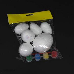 Hot sell white foam Easter egg set with paint and brush