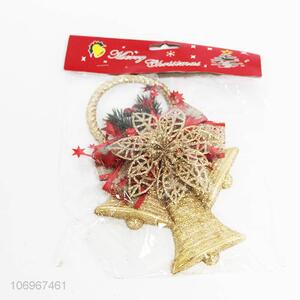 Hot selling golden glitter plastic bell for Christmas tree decoration