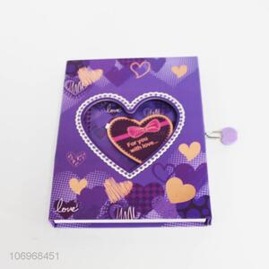 Hot sale fashion heart cover spiral notebook with lock
