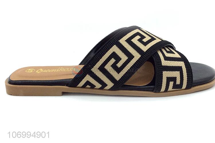 Top selling fashion women summer slipper with jacquard band