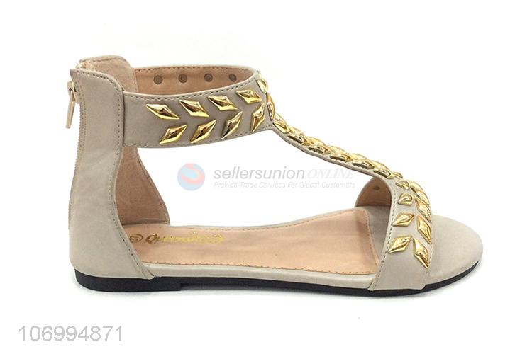 Best quality summer fashion pu leather sandal flat shoes