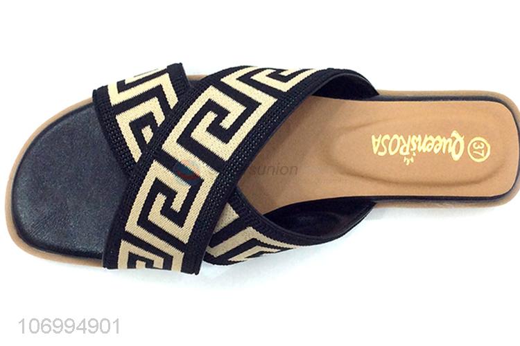 Top selling fashion women summer slipper with jacquard band