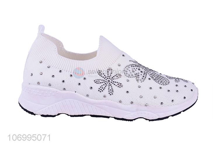 Professional supplier summer hot drilling knitted mesh women shoes