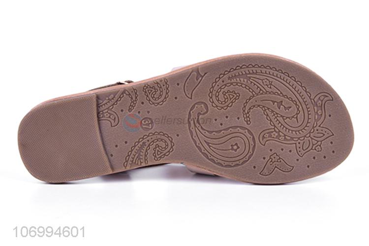 Attractive design women laser cutting sandal pu leather sandal