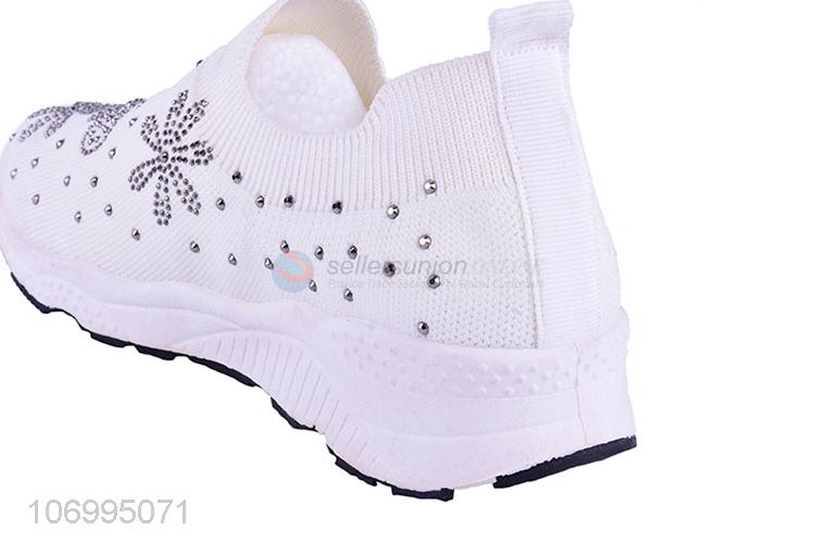 Professional supplier summer hot drilling knitted mesh women shoes