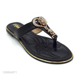 Competitive price rhinestones thong slipper flat slipper for women