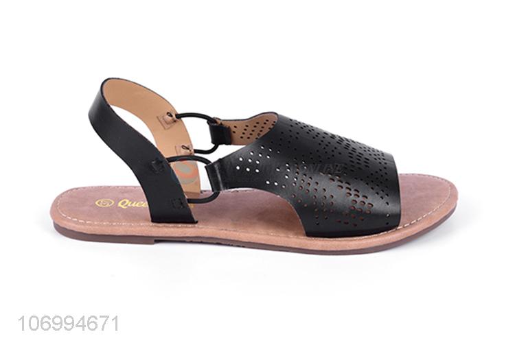 China manufacturer women laser cutting sandal pu leather sandal