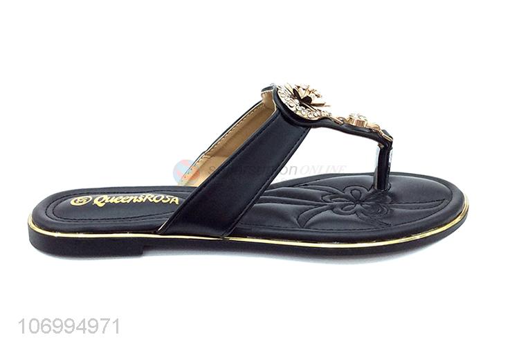 Competitive price rhinestones thong slipper flat slipper for women