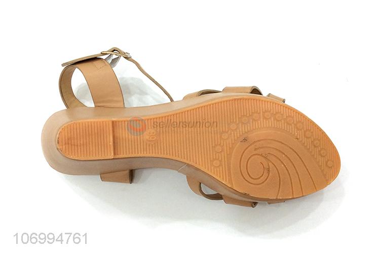 Popular products high heel pu leater sandal wedge sandal
