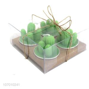 Wholesale home decoration green plant shape scented candles