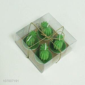 Lowest Price 4PC Cactus Tealight Green Plant Gift Pack Cute Candle