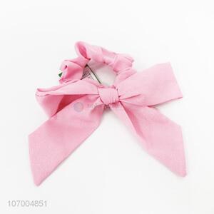 Latest design bow pink hair scrunchies hair ring  for girls women