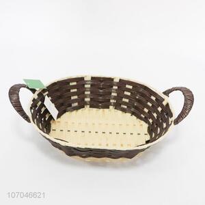 Reasonable price plastic rattan basket fruit storage basket with handles
