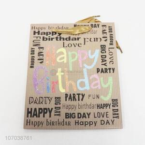 Wholesale happy birthday party gift <em>paper</em> bag with ribbon <em>handles</em>