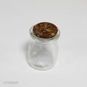 Wholesale price 100ml clear glass bottle candy jar with cork lid