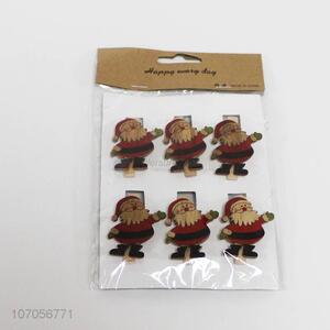 Hot sale Christmas Santa Claus clothespins photo wood clips