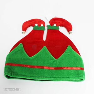 Factory direct sale red and green Christmas elf hat with bells