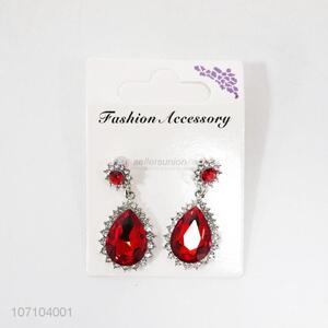 Best selling luxury red gem waterdrop earrings fashion jewelry