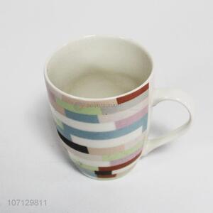 Hot sale creative colorful stripes ceramic coffee mug ceramic cup