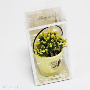 OEM office decoration mini artificial flower simulation flower with iron bucket