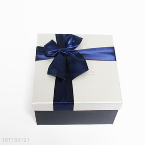 China supplier fashion deluxe square paper gift box with <em>ribbon</em> bownot