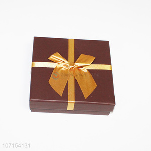 Wholesale popular square  paper gift box chocolate box with <em>ribbon</em>