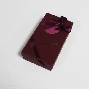 Factory direct sale premium rectangle paper gift box with <em>ribbon</em> bownot