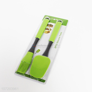 OEM bbq tools 2 pieces food grade silicone spatula and brush set