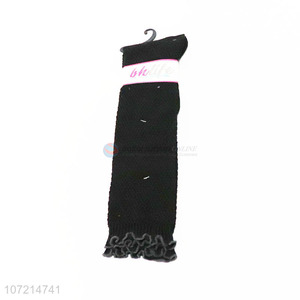 Good quality solid color women winter warm 100% cotton knee-high socks