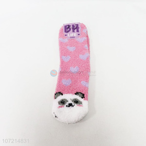 Best selling cartoon panda ladies winter fluffy socks tube socks